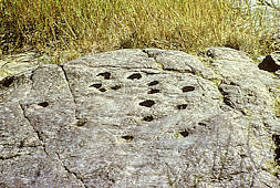 Ancient Indian mortar holes by Rio Grande near Boquillas Canyon