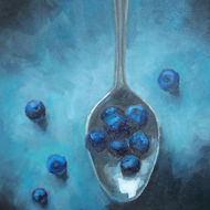 Barbara Porket - blueberries with silver spoon - oil