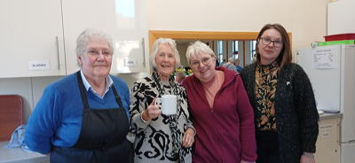 Some of the volunteers in the kitchen.