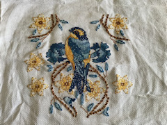 Barbara Betterton - just finished this blue-tit cross stitch.